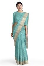 Handwoven Silk Saree zari Border-6.3 mtr(Sea Green) - Image 2
