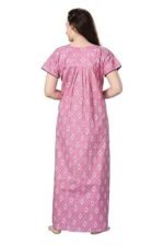 Cotton Nighty for Women | pink Printed Night Gown for Women with Pocket | Maxi Nighty, Comfortable Sleepwear for Daily Use - Image 4