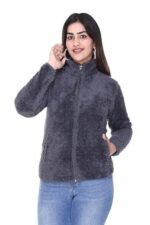 Women Fluffy yarn fleece full-zip jacket - Image 6
