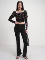 High Rise Elastic Cotton Blend Solid Flared Pencil Fit Knee-Length Women Skirt - Image 5