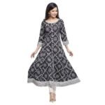 Cotton Relaxed Fit Anarkali Bandhej Printed Kurta - Image 5