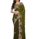 Rangoli Silk Embroidery Saree with Unstitch Blouse Piece Saree for Women