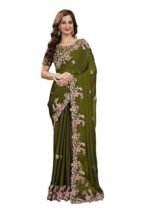 Rangoli Silk Embroidery Saree with Unstitch Blouse Piece Saree for Women