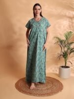 Cotton Nighty for Women | Multi color Printed Night Gown for Women with Pocket | Maxi Nighty, Comfortable Sleepwear for Daily Use ( pack of 2) - Image 4