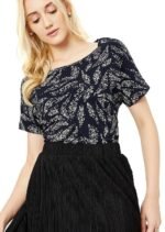 Women Cotton Regular Fit Abstract Printed T-Shirt