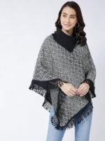 Wool Blend Striped Poncho for Women for Winter - Image 3