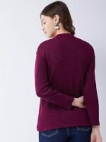 Self Design V Neck Casual Women Sweater/Cardigan for Winter (Move, Large) Women's Blended V-Neck Cardigan Sweater (PV502_Navy - Image 3