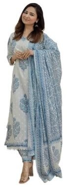 Viscose Kurta and Pant with Dupatta Set - Image 2