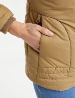 Womens Solid brown Hooded Neck Full Sleeve Jacket - Image 3