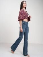 Women's Floral Printfitted Crop Top | Short Puff - Image 6