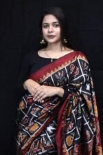 Black Nabakothi Odisha Handloom Sambalpuri Silk Saree - Image 3