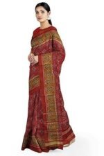 Dark Red Shaded Handloom Single Ikat Silk Patola Saree (GGCSIKS124)