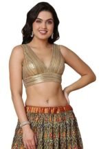 Women's Gold Net Readymade Saree Blouse-SSB4526-GOLD