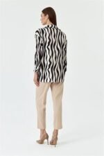 Women Premium Polyester white and black border Long Shirt for Women, Free Size - Image 3