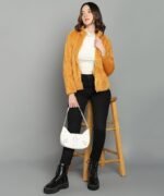 Fleece Mustard Yellow High Neck Sweatshirt - Image 5