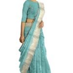 Handwoven Silk Saree zari Border-6.3 mtr(Sea Green)