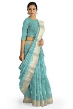 Handwoven Silk Saree zari Border-6.3 mtr(Sea Green)
