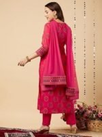 Cotton Blend Straight Printed Kurta with Pant & Dupatta - Image 6
