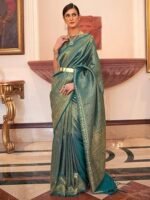 Pure Kanjivaram Silk Saree Saree With Jacquard Work 6 Yard Length and Unstiched Blouse Piece - Image 3