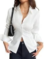 Women solid casual white shirt - Image 6