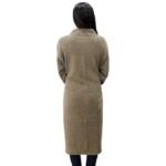 Women's Woollen Button A-Line Long Coat with Pockets - Image 3
