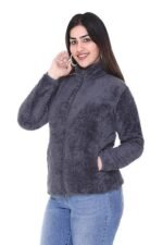 Women Fluffy yarn fleece full-zip jacket - Image 5