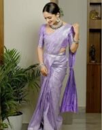 Banarasi Soft Silk Saree Pure Silk with Unstitched Blouse Piece - Image 4