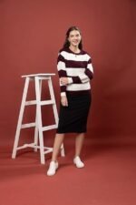 Women’s Woolen Striped Pullover Sweater | Full Sleeve Round Neck Winterwear | Cozy Warm Stylish Regular Fit Winter Sweater - Image 2