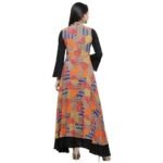 Rayon Relaxed Fit Anarkali Shrug Style Printed Embroidered Kurta - Image 5