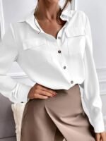 Collared Cotton Shirt with 3/4 Sleeve for a Timeless Casual Look - Image 5