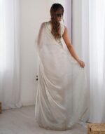 Shimmer Chiffon Lace Border Saree With Unstitched Blouse Piece - Image 5