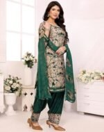 Printed Dress Material - Unstitched Crepe Fabric Kurti, Pants & Dupatta Set - Image 3