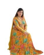 Floral Print Anarkali Kurta with Pant and Dupatta Set Anarkali Kurti for Women - Image 4