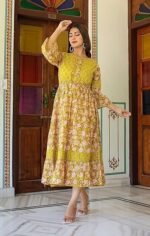 Women's Cotton Floral Printed Anarkali Maxi Dress - Image 5