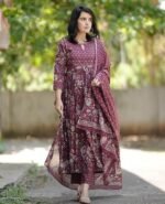 Women Anarkali Kurta and Pant Set With Dupatta - Image 4