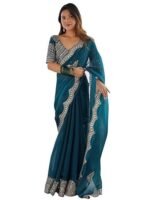 MALL Women's Multicolor Organza Embroidered Saree With Unstitched Blouse Piece (RADHA1901_RX_Parent)