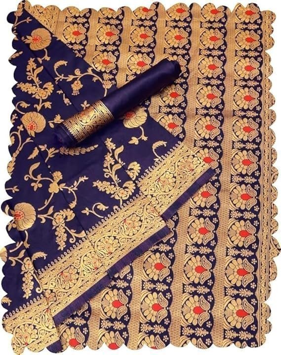 71SDcjozG0L._SX569_-2.jpg Pure Original kanchipuram Kanjivaram Zari weaving silk Royal Rajwadi Kalamkari desinger Saree With Blouse piece for Wedding - Image 1