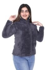 Women Fluffy yarn fleece full-zip jacket - Image 4