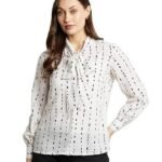 Women's Petite White checked Fleece Shirt