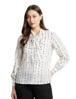 Women's Petite White checked Fleece Shirt