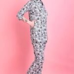 Women's Rayon Cotton Mix, Green Color Printed Stylish Night Suit Set with Elegant Design, Trendy Shirt with Pyjama 019 (COTT-019)