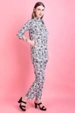 Women's Rayon Cotton Mix, Green Color Printed Stylish Night Suit Set with Elegant Design, Trendy Shirt with Pyjama 019 (COTT-019)