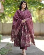 Women Anarkali Kurta and Pant Set With Dupatta - Image 5