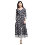 Cotton Relaxed Fit Anarkali Bandhej Printed Kurta