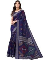 Tassel & Printed Cotton Saree with Blouse - Image 2