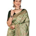 Banarasi Jacquard Soft Silk Kanjeevaram Saree with Unstitched Blouse Piece