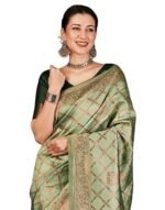 Banarasi Jacquard Soft Silk Kanjeevaram Saree with Unstitched Blouse Piece