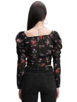 High Rise Elastic Cotton Blend Solid Flared Pencil Fit Knee-Length Women Skirt - Image 4