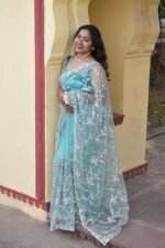 Women blue Saree | best collections - Image 3