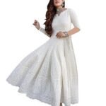 Cotton Straight Fit Straight Chikankari Long Kurti Gown